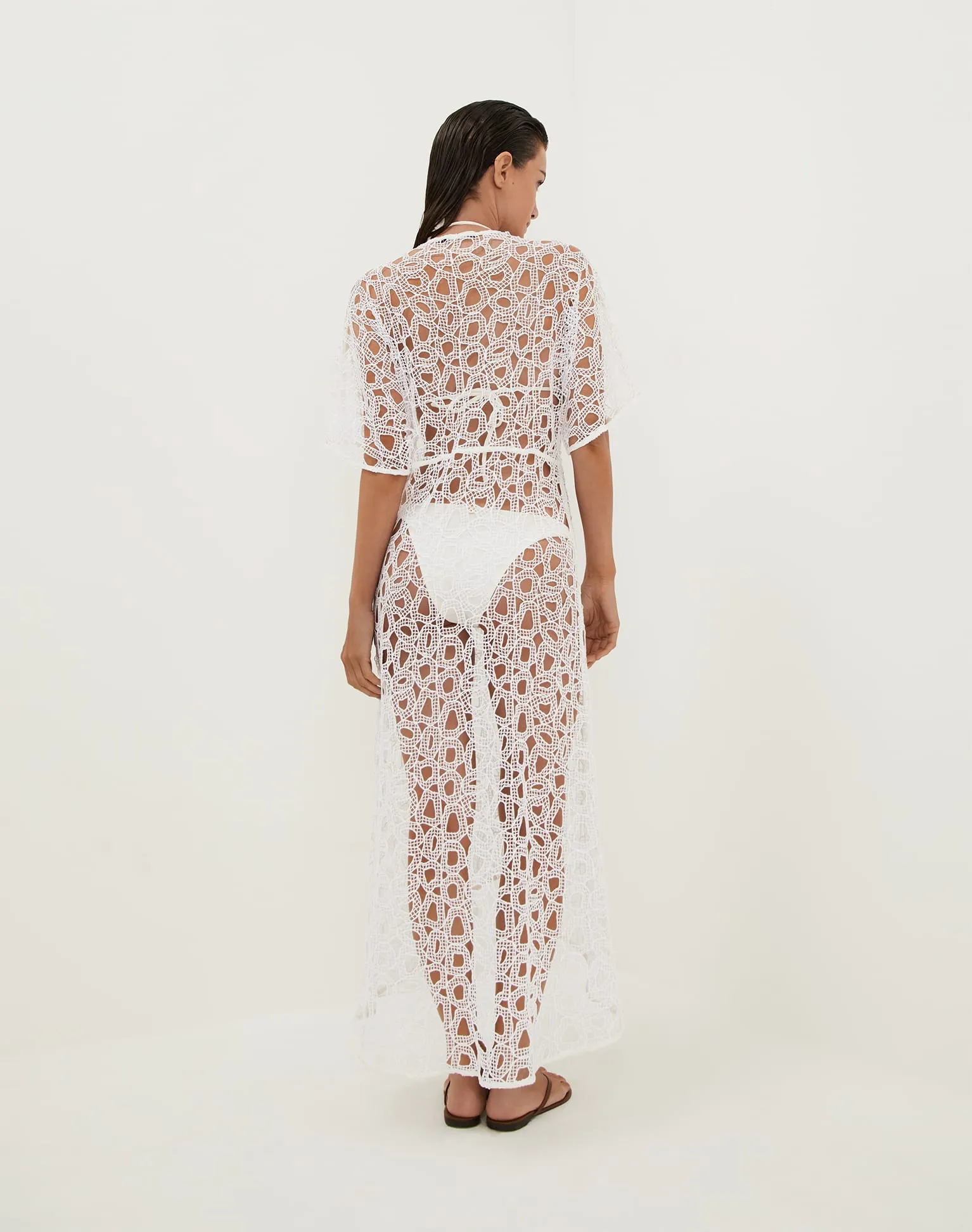 Eyelet Arie Long Cover Up - Off White