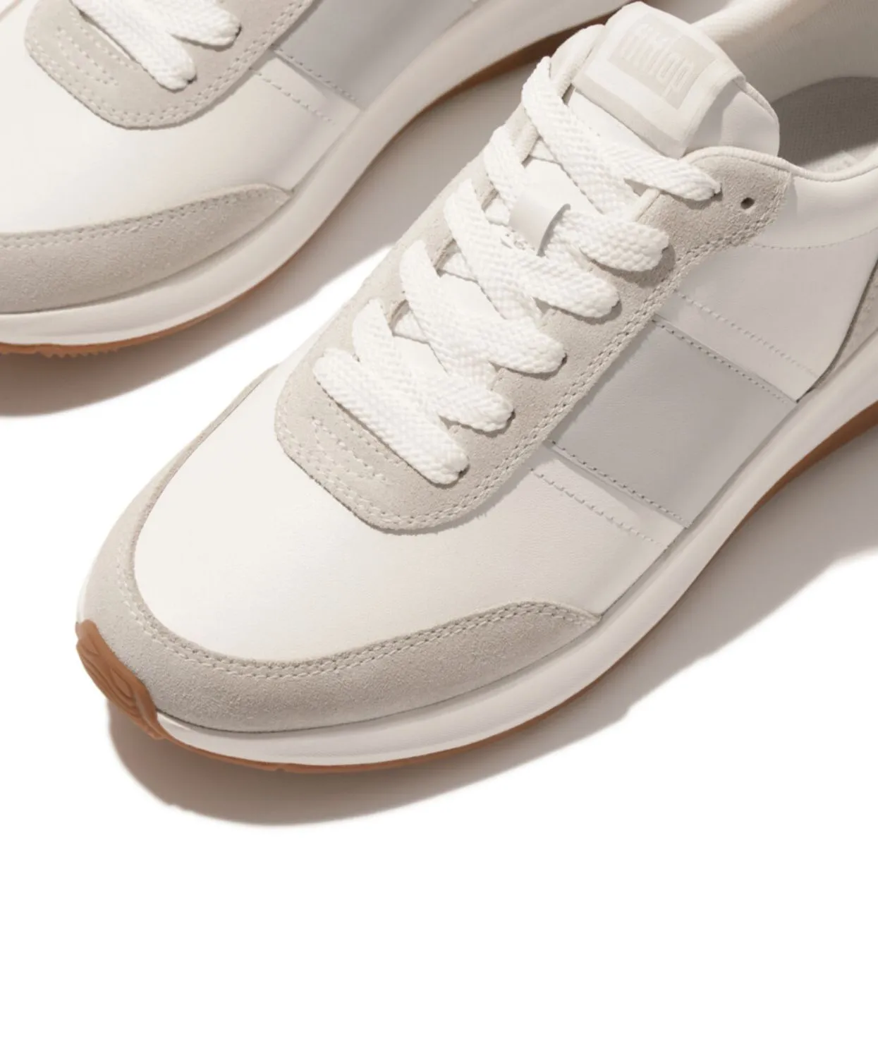 Fitflop F-Mode Flow Leather Mens Suede Sneaker Urban White/ Artic Grey