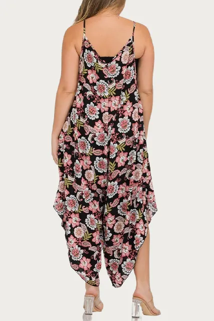 FLORAL RAYON-GAUZE JUMPSUIT