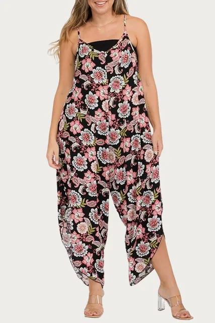 FLORAL RAYON-GAUZE JUMPSUIT