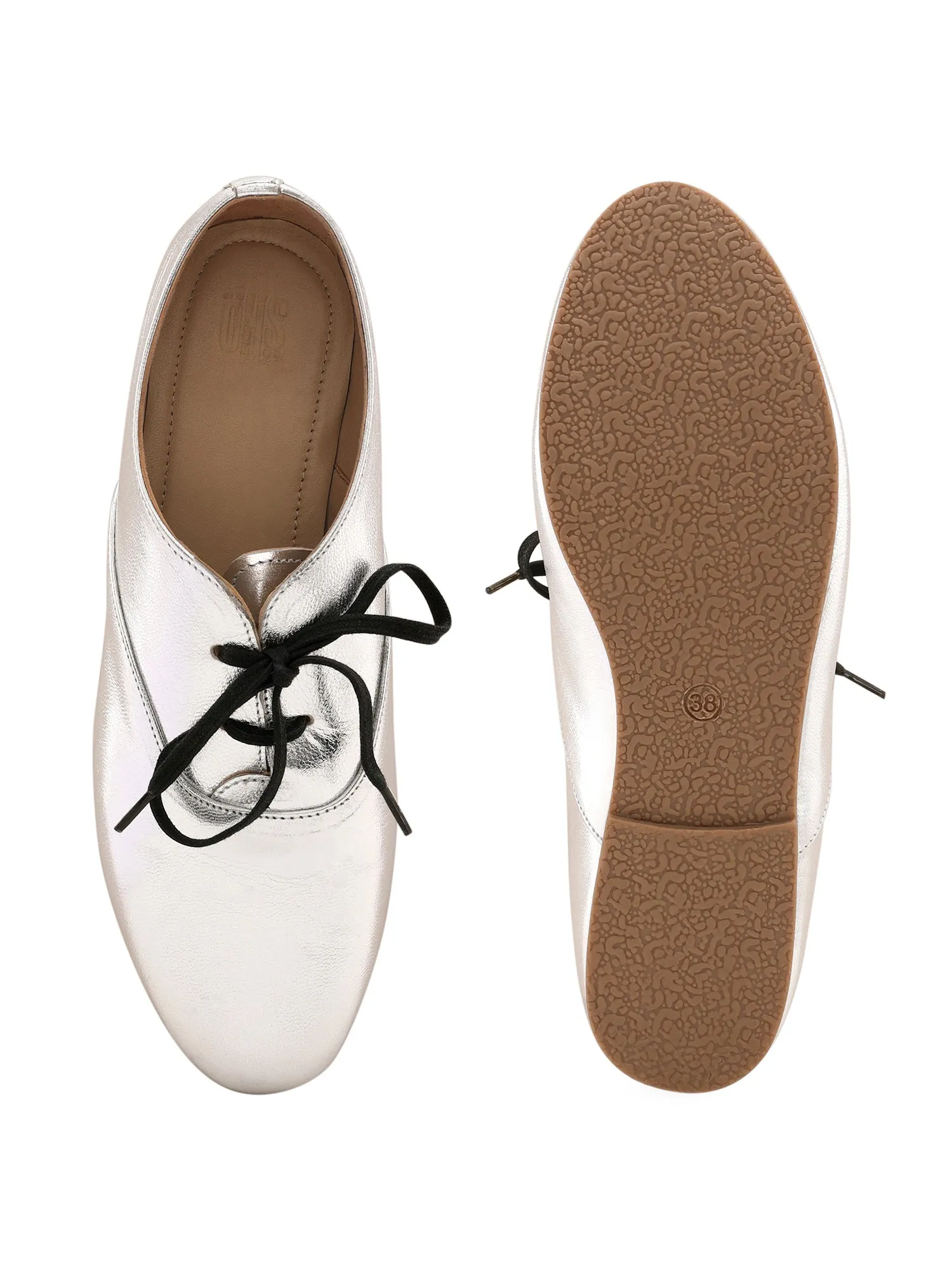 Freya Silver Derby Shoes For Women