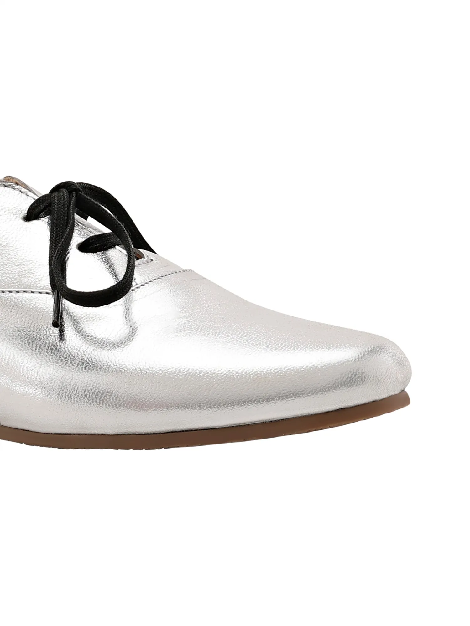 Freya Silver Derby Shoes For Women