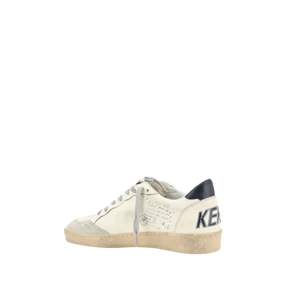 Golden Goose Ball Star Men Ivory Sneakers Leather Lace Up Trainer Shoes Sz EU 46