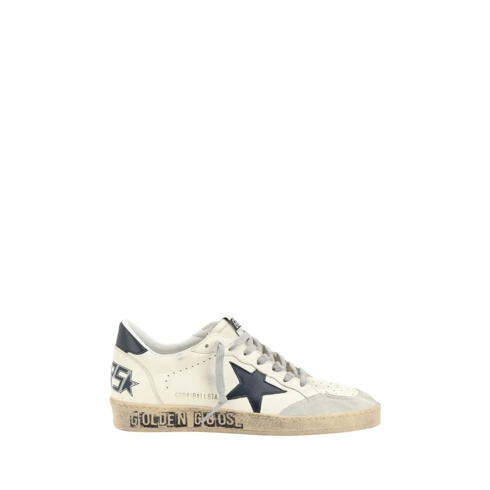 Golden Goose Ball Star Men Ivory Sneakers Leather Lace Up Trainer Shoes Sz EU 46