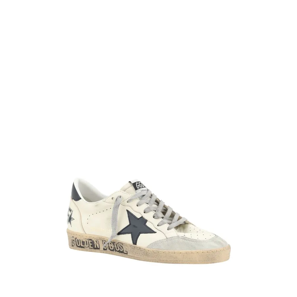 Golden Goose Ball Star Men Ivory Sneakers Leather Lace Up Trainer Shoes Sz EU 46