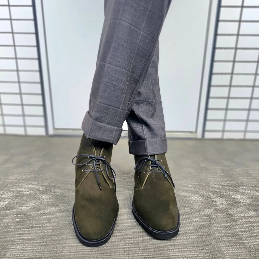 Green Suede Leather Chukka Lace Up Boots - Chukka Boots