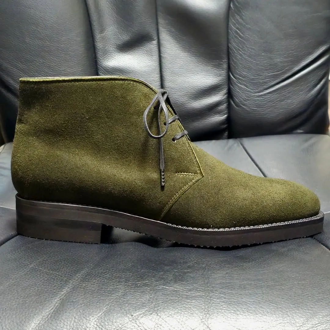 Green Suede Leather Chukka Lace Up Boots - Chukka Boots