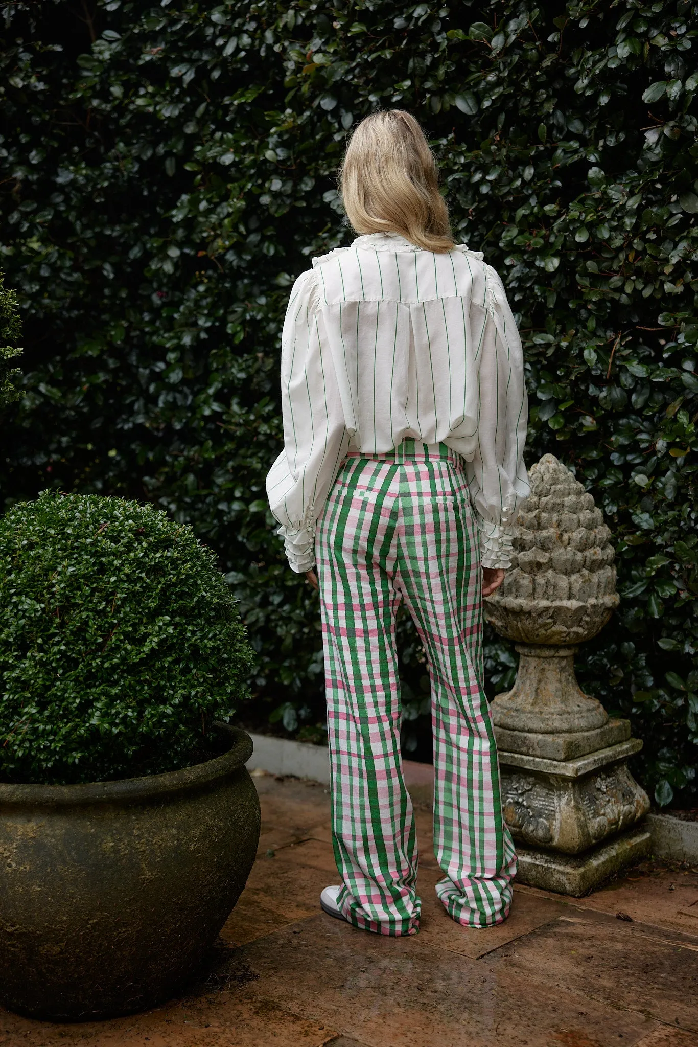HARPER PANT IN FOREST CHECK