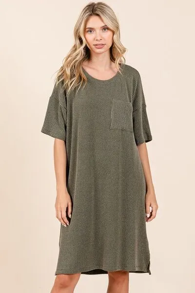 Hazel Blues® |  Mittoshop Urban Rib Knit Short Sleeve Tee Dress