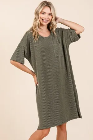 Hazel Blues® |  Mittoshop Urban Rib Knit Short Sleeve Tee Dress