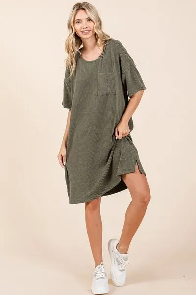Hazel Blues® |  Mittoshop Urban Rib Knit Short Sleeve Tee Dress
