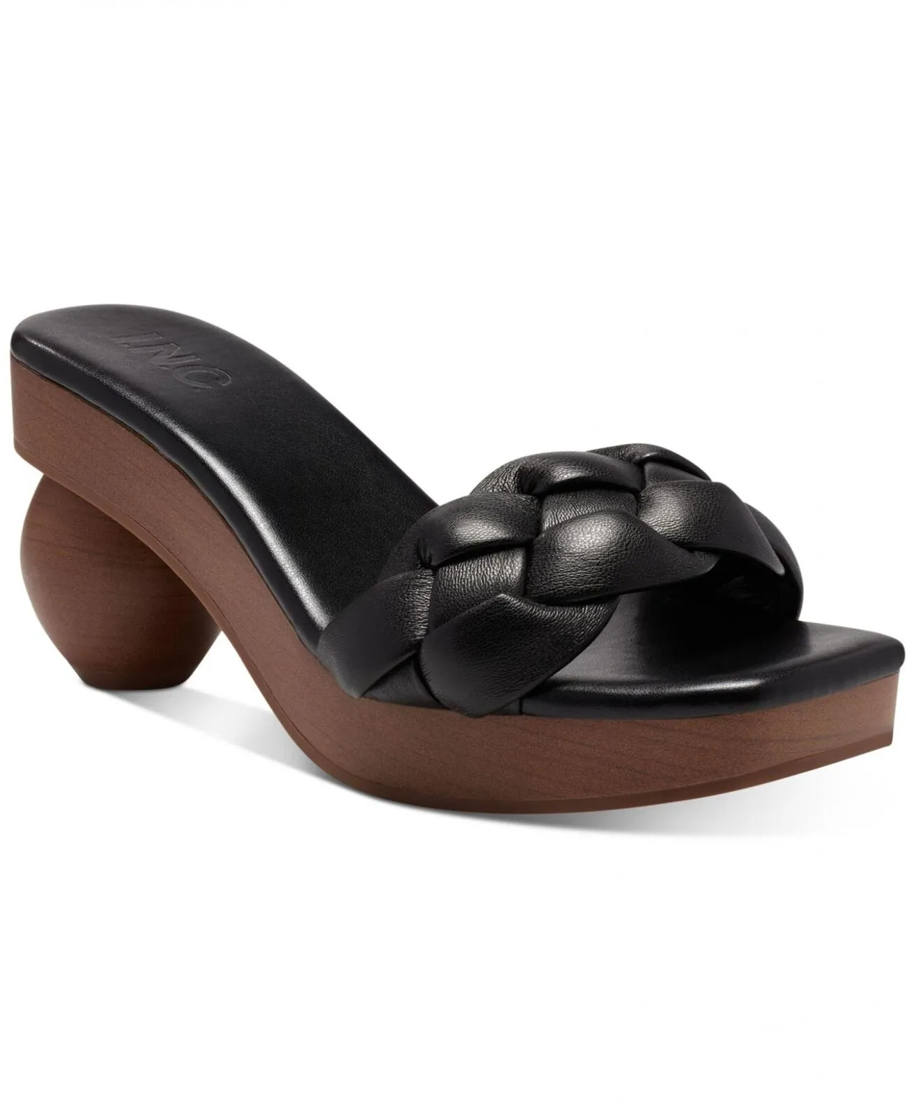 Inc International Concepts Heeled Zaleste Ball Slide Sandals Black Smooth 10M