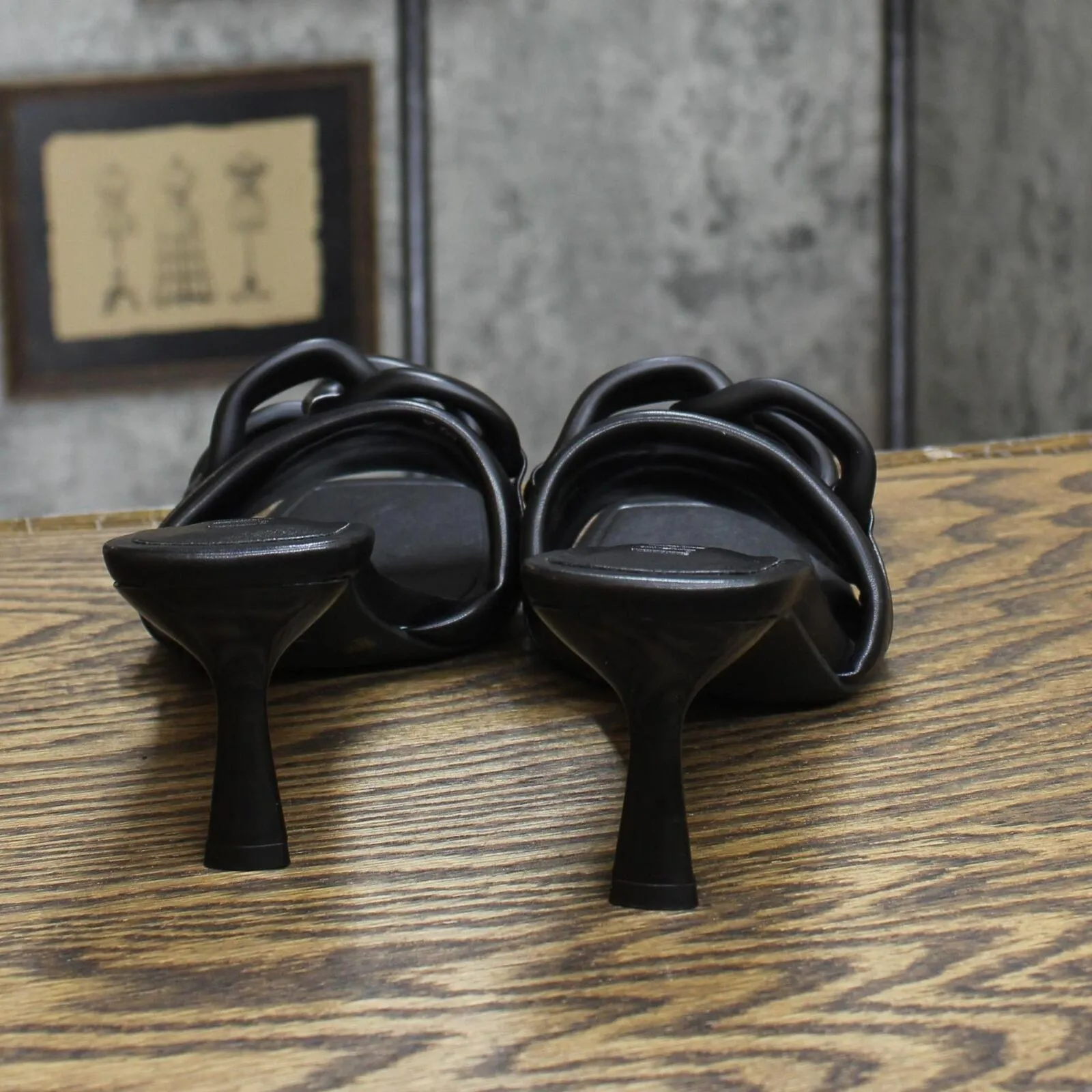 Inc International Concepts Womens Jemya Mid-Heel Slide Sandals Black 7.5M