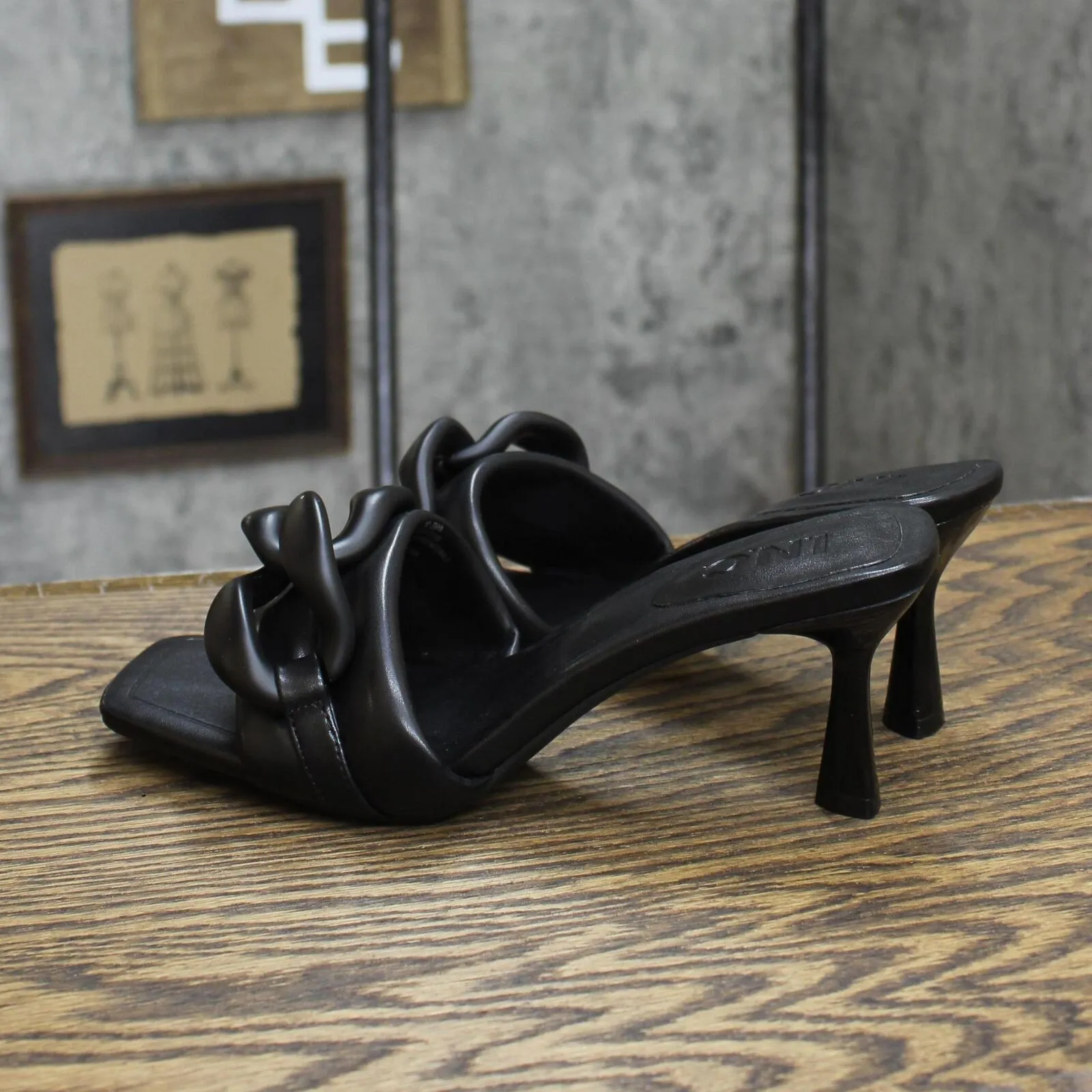 Inc International Concepts Womens Jemya Mid-Heel Slide Sandals Black 7.5M