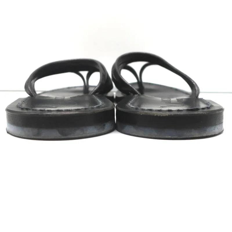 K.Jacques Sycomore Thong Slide Sandals Lead Metallic Leather Size 38