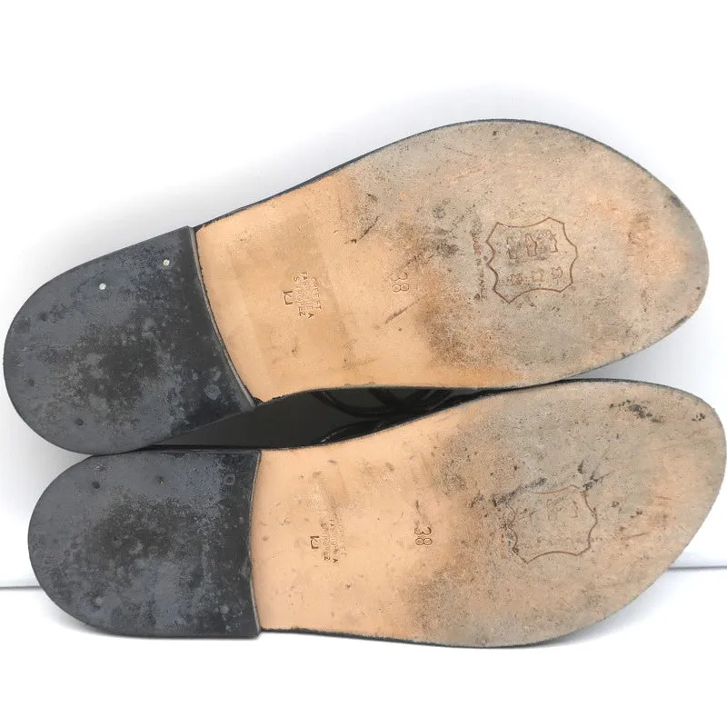 K.Jacques Sycomore Thong Slide Sandals Lead Metallic Leather Size 38