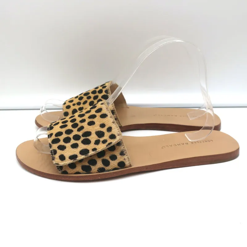 Loeffler Randall Slide Sandals Sibi Cheetah Print Calf Hair Size 9