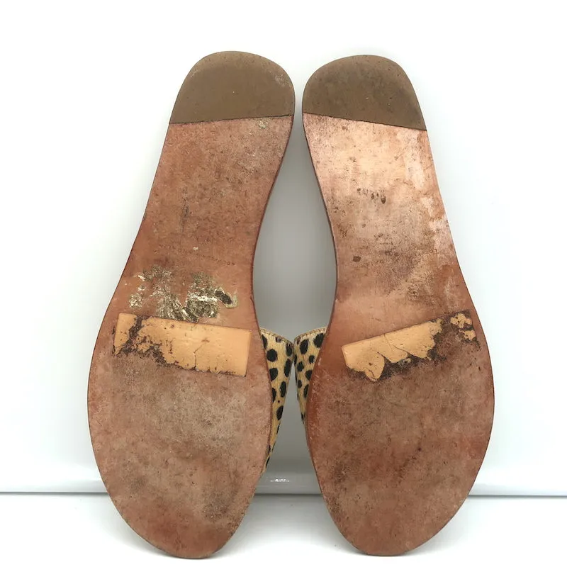 Loeffler Randall Slide Sandals Sibi Cheetah Print Calf Hair Size 9
