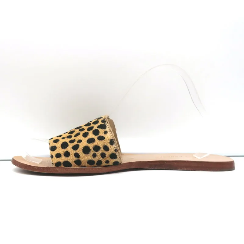 Loeffler Randall Slide Sandals Sibi Cheetah Print Calf Hair Size 9