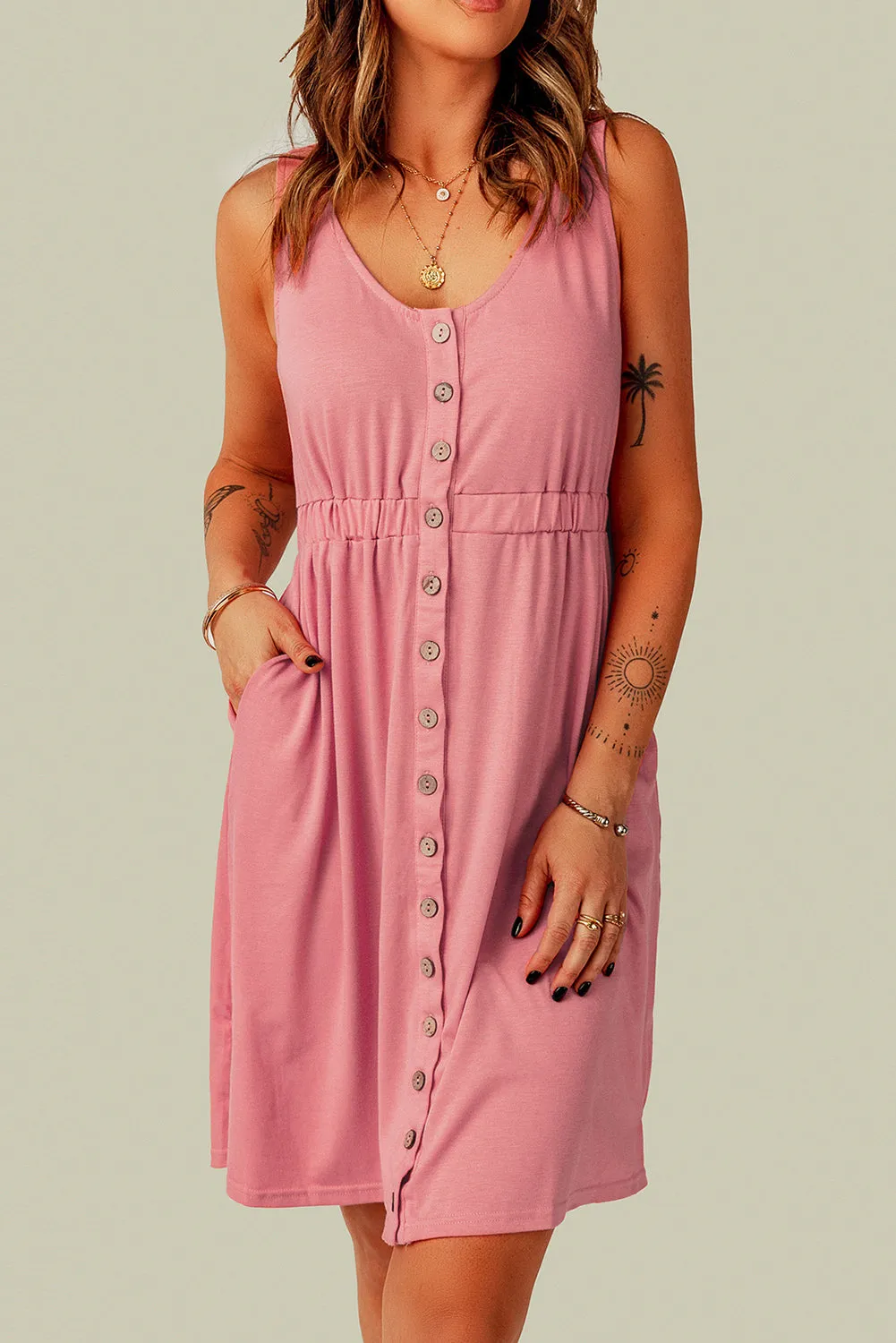 Mady Sleeveless Button Down Mini Dress - Online Exclusive