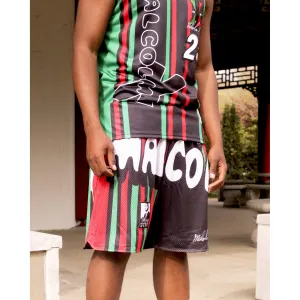 MALCOLM X RED & GREEN BASKETBALL SHORTS