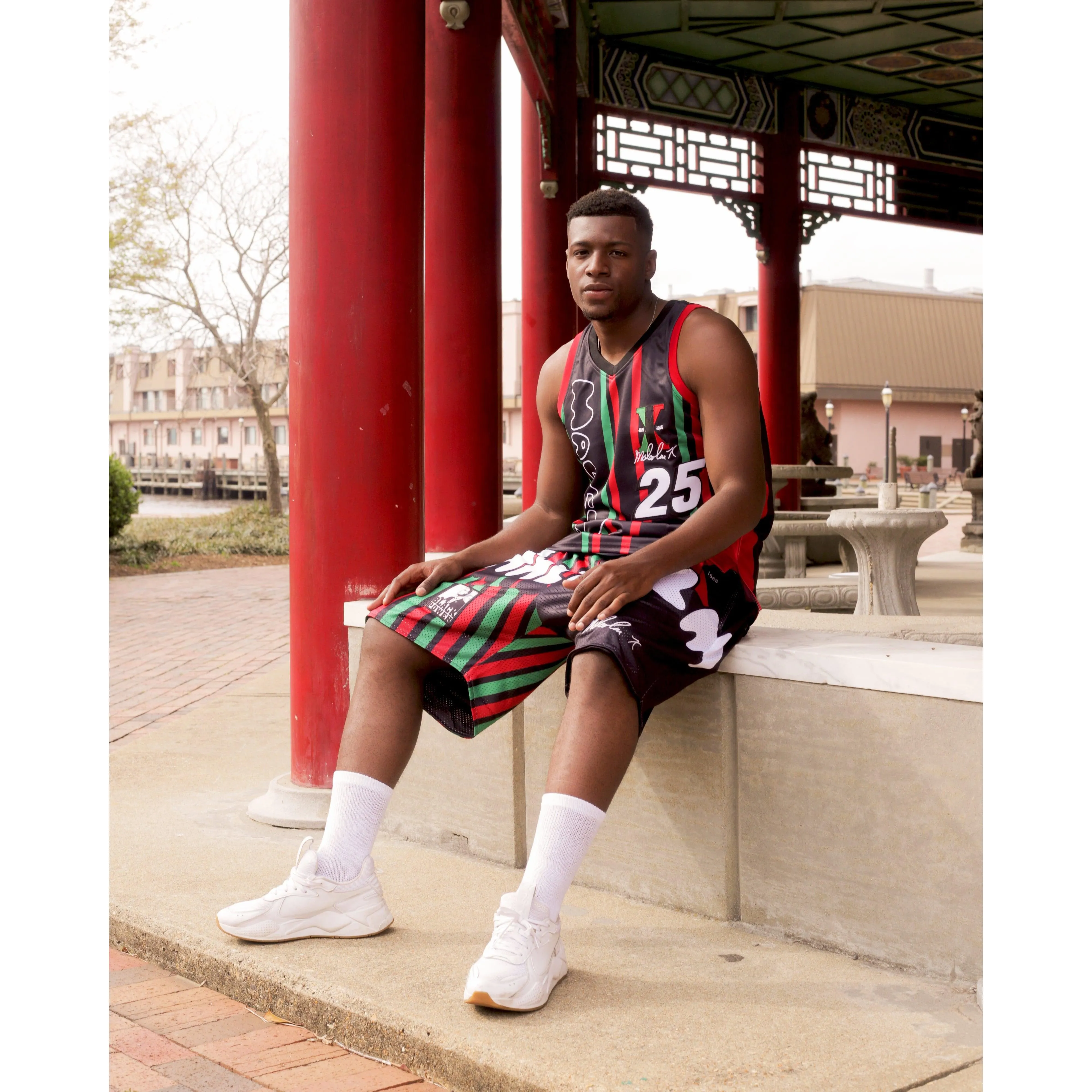MALCOLM X RED & GREEN BASKETBALL SHORTS