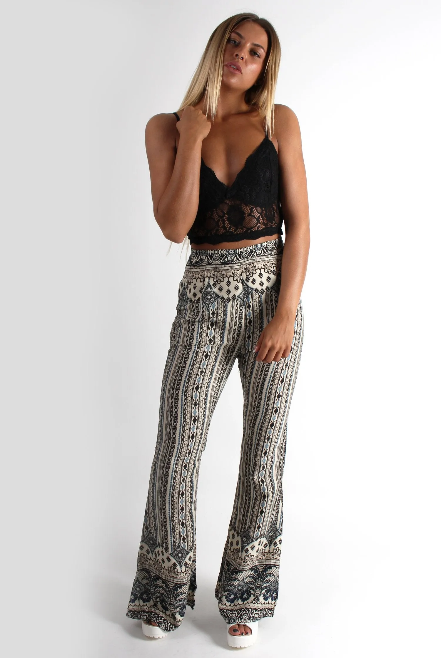 Marris Paisley Flared Trousers