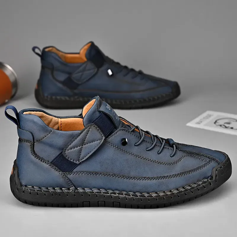 Men Handmade Flat Footwear Lace And Velcro Man Loafers