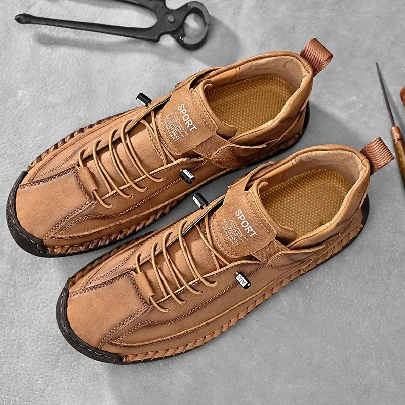 Men Handmade Flat Footwear Lace And Velcro Man Loafers