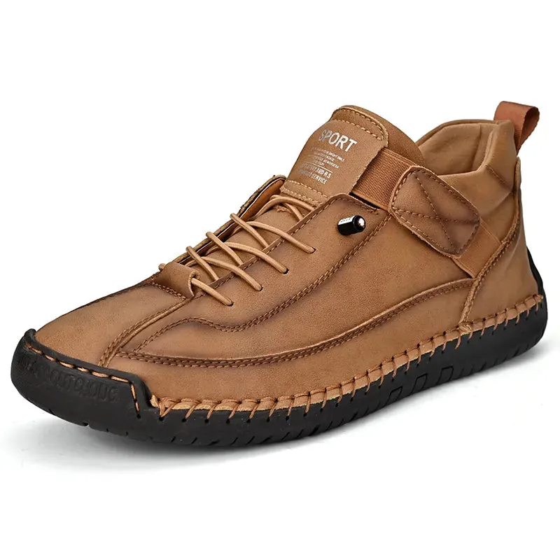 Men Handmade Flat Footwear Lace And Velcro Man Loafers