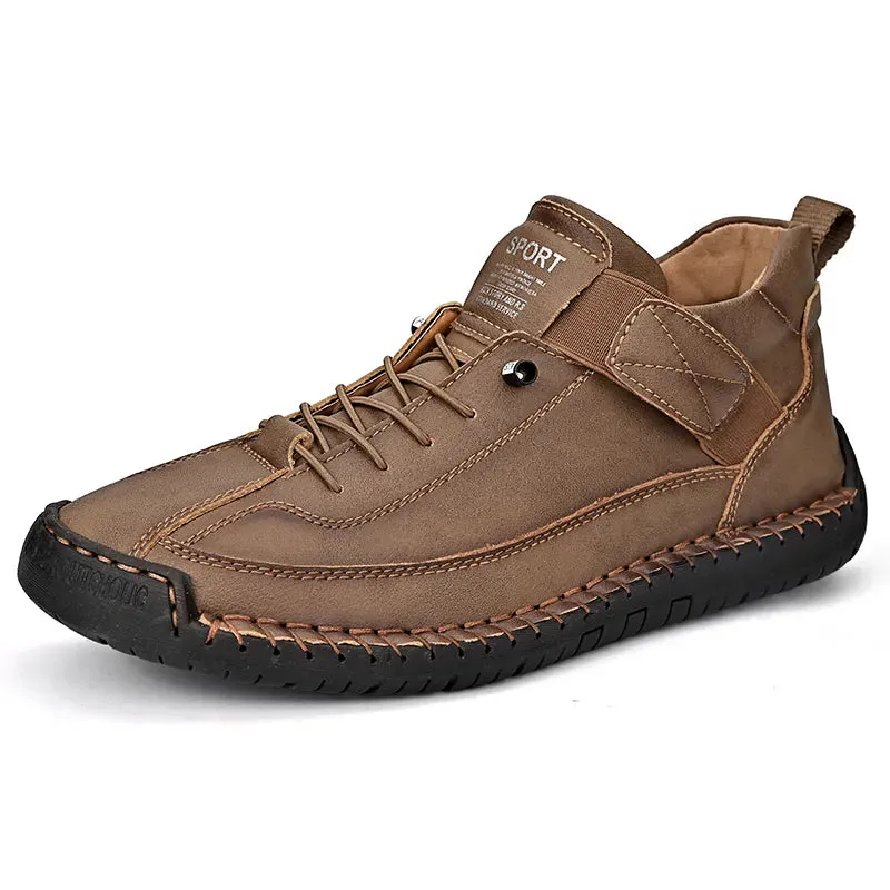 Men Handmade Flat Footwear Lace And Velcro Man Loafers