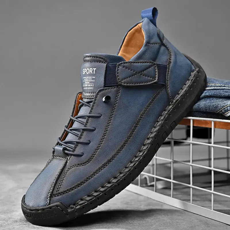 Men Handmade Flat Footwear Lace And Velcro Man Loafers