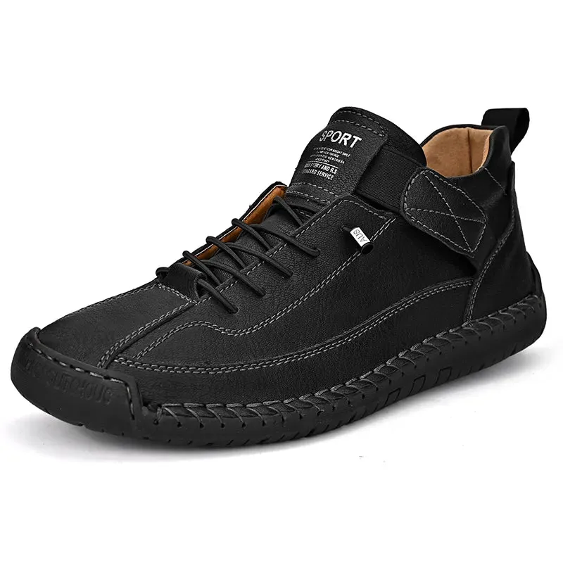 Men Handmade Flat Footwear Lace And Velcro Man Loafers