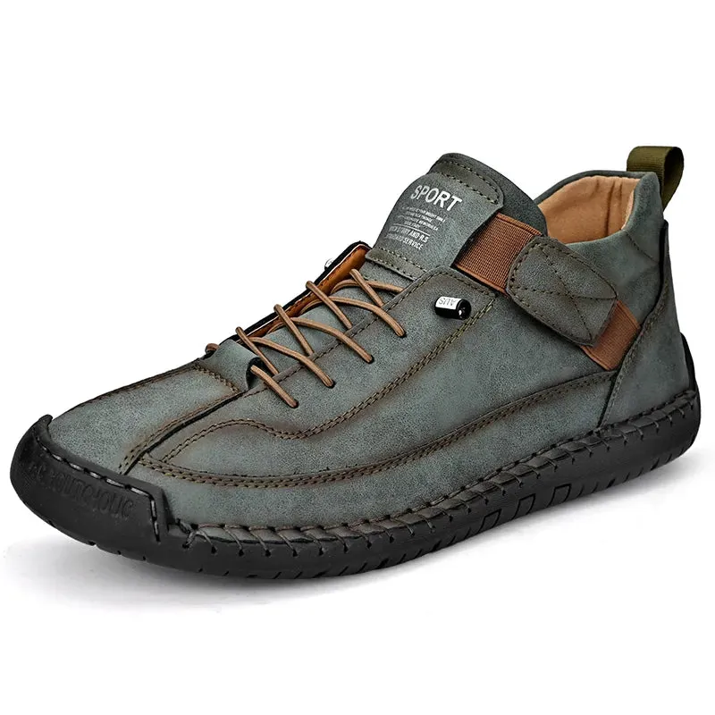 Men Handmade Flat Footwear Lace And Velcro Man Loafers