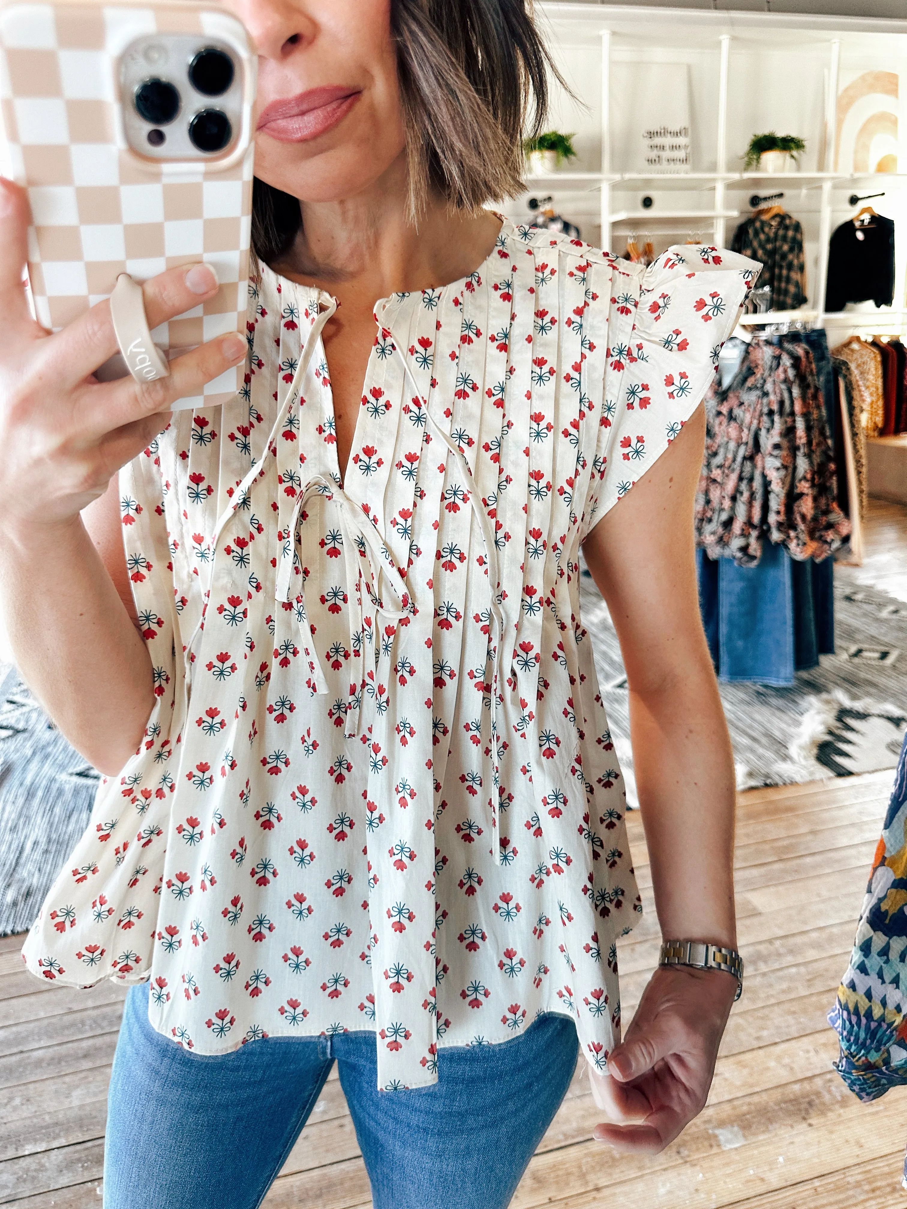 Morrow Floral Pleated Blouse