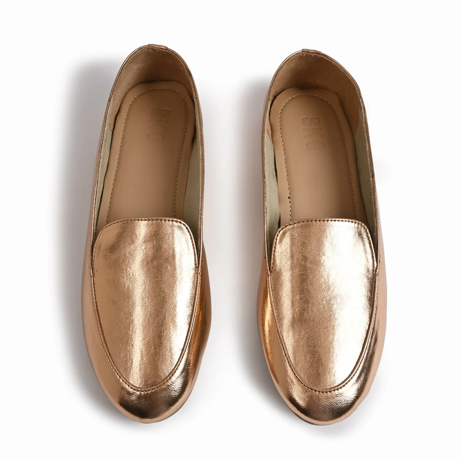 Olivia Rose Gold Loafers For Women
