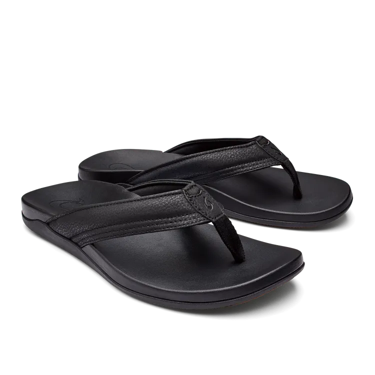 OluKai Mens Maha Sandals - Black / Black
