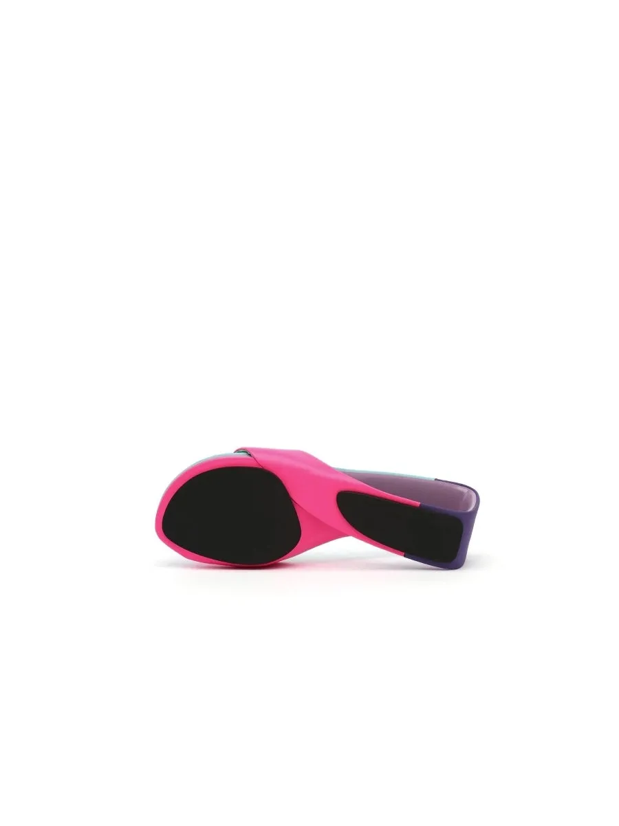 Open Twisted-Heel Leather Slide Sandal - Rose