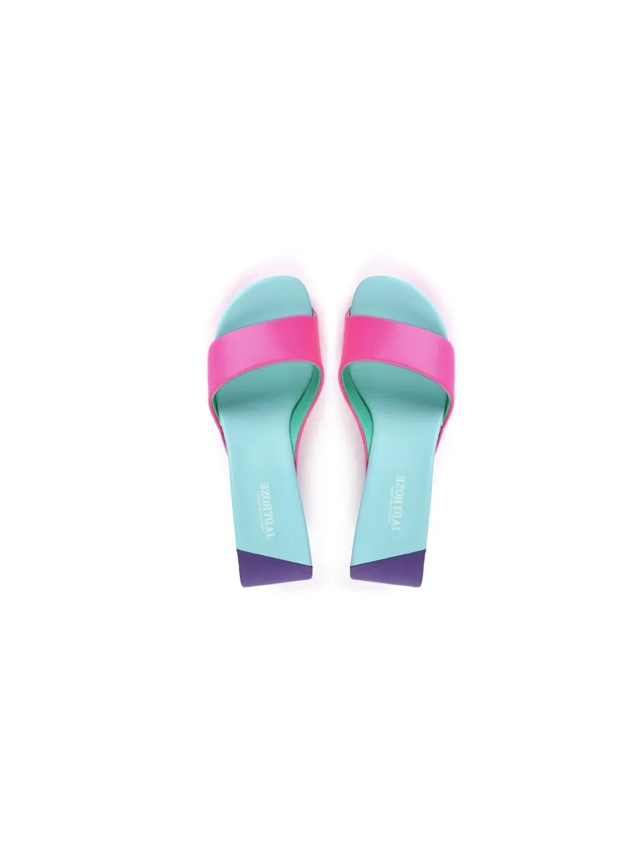 Open Twisted-Heel Leather Slide Sandal - Rose