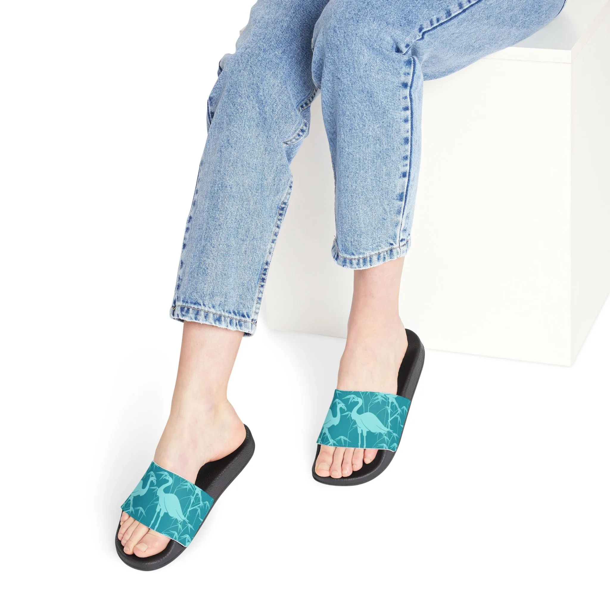 "Egrets In Teal" Women's Beach Sandals