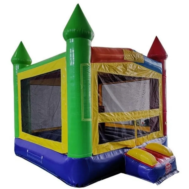 Rainbow Castle Bounce House with Hoop
