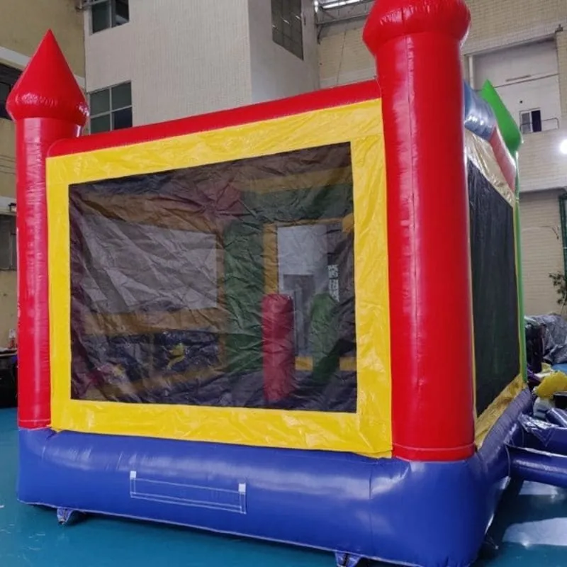 Rainbow Castle Bounce House with Hoop
