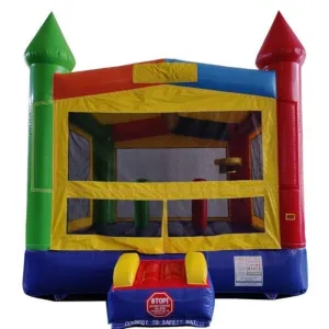 Rainbow Castle Bounce House with Hoop