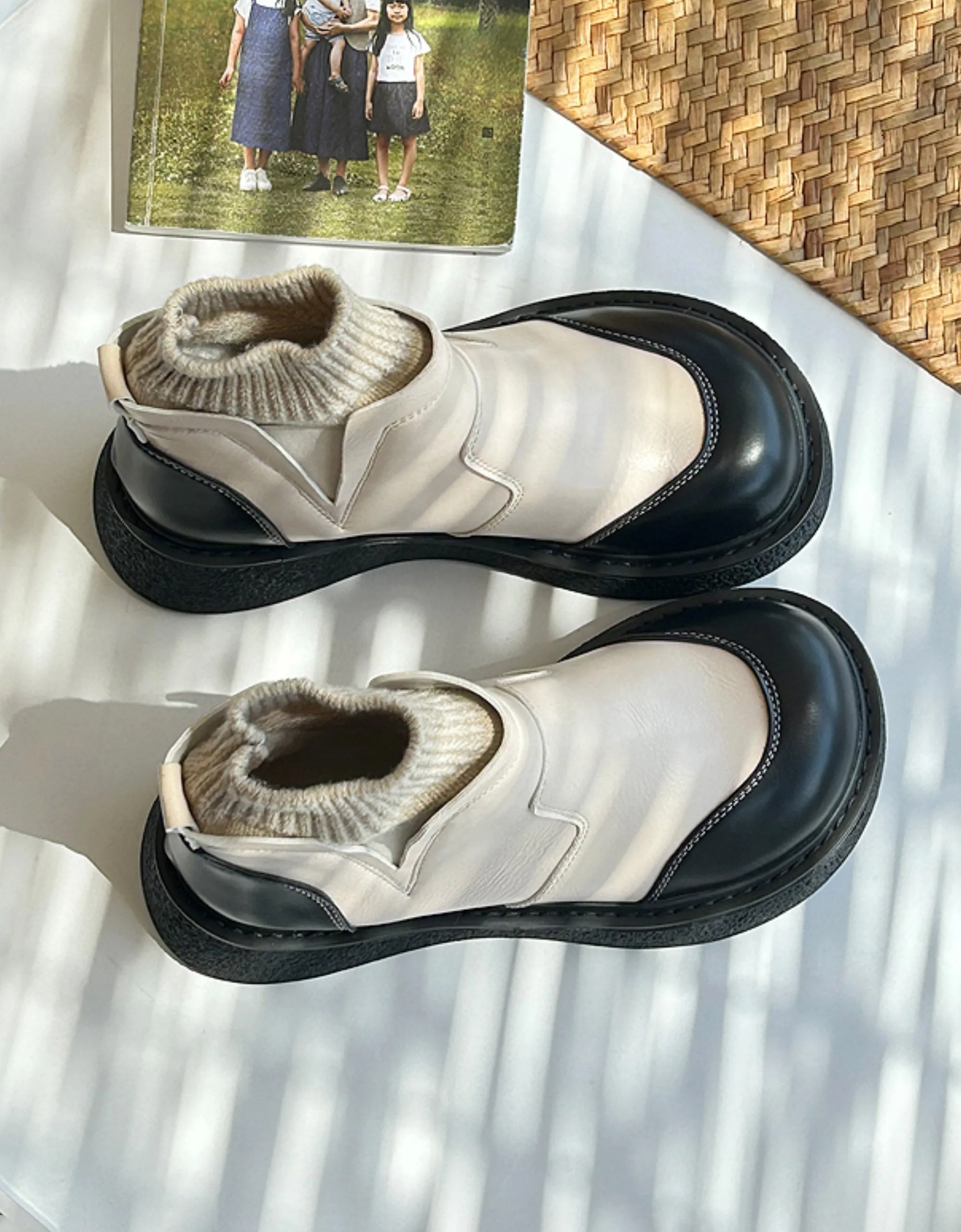 Retro Leather Wide Toe Box Winter Boots