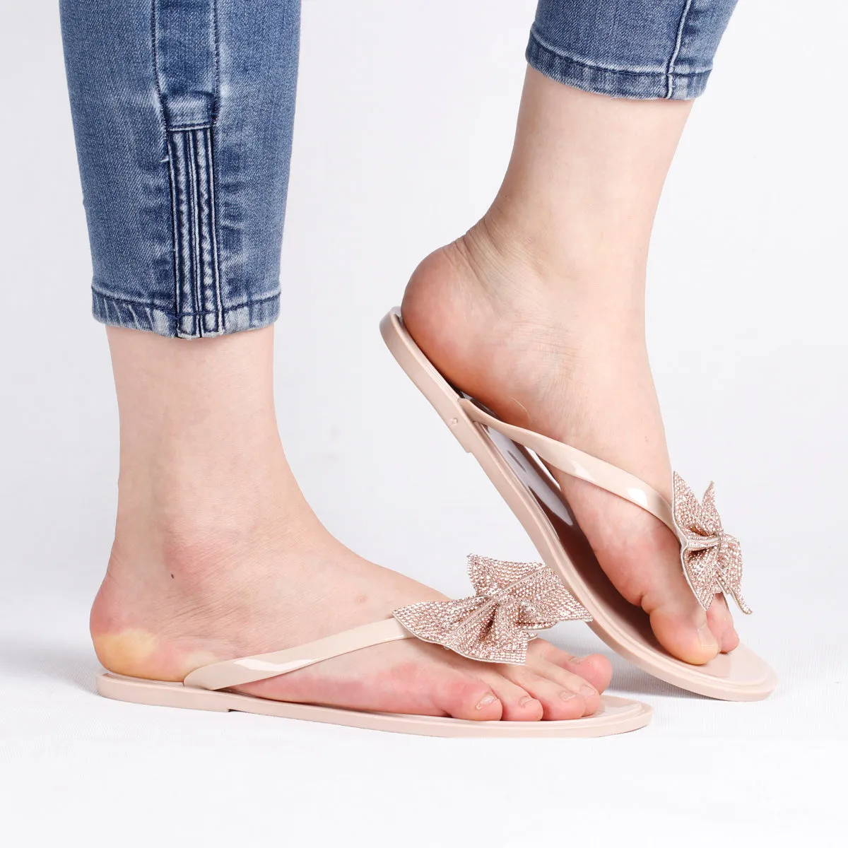 RXFSP Bow Flash Diamond Slippers