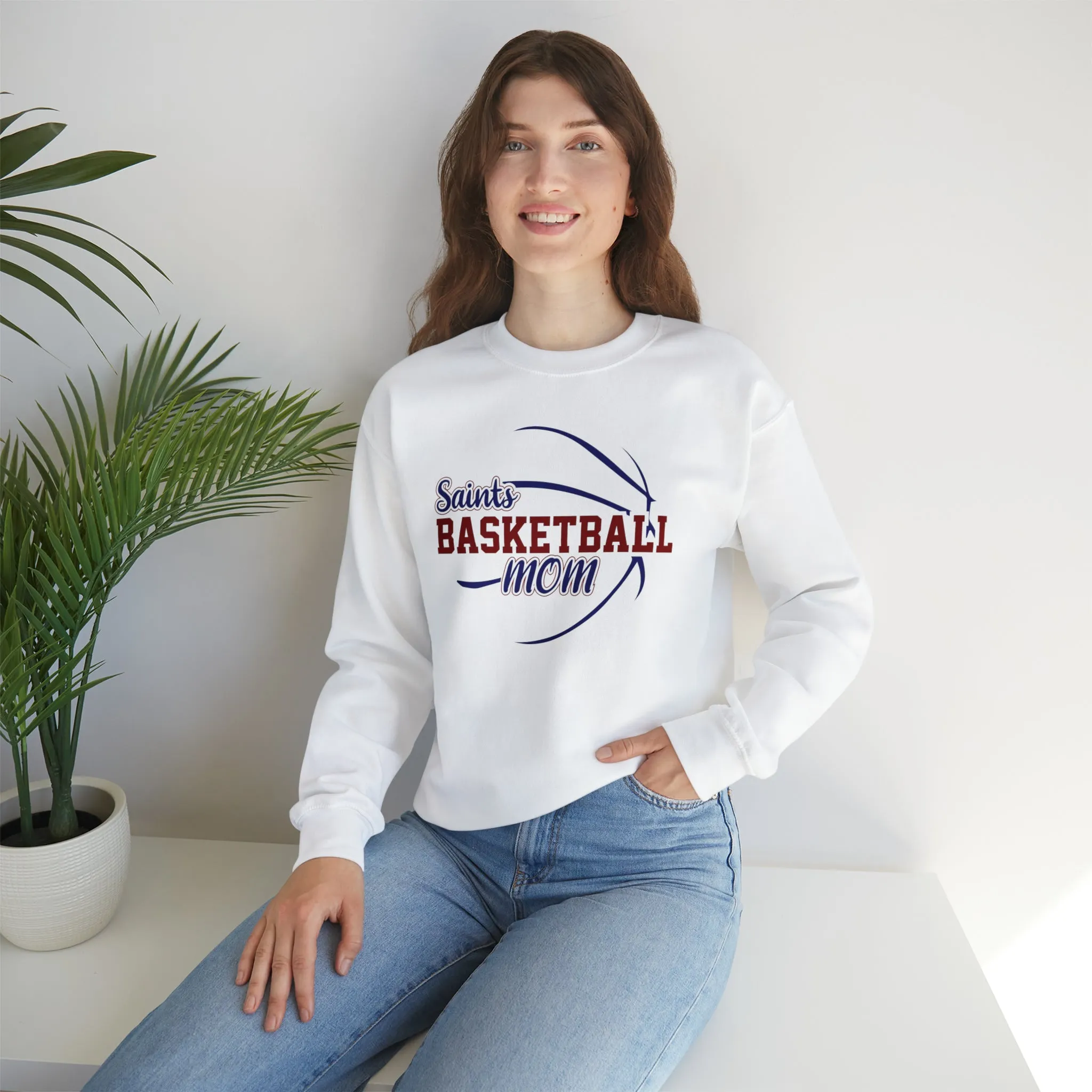 Saints Basketball Mom Unisex Heavy Blend™ Crewneck Sweatshirt