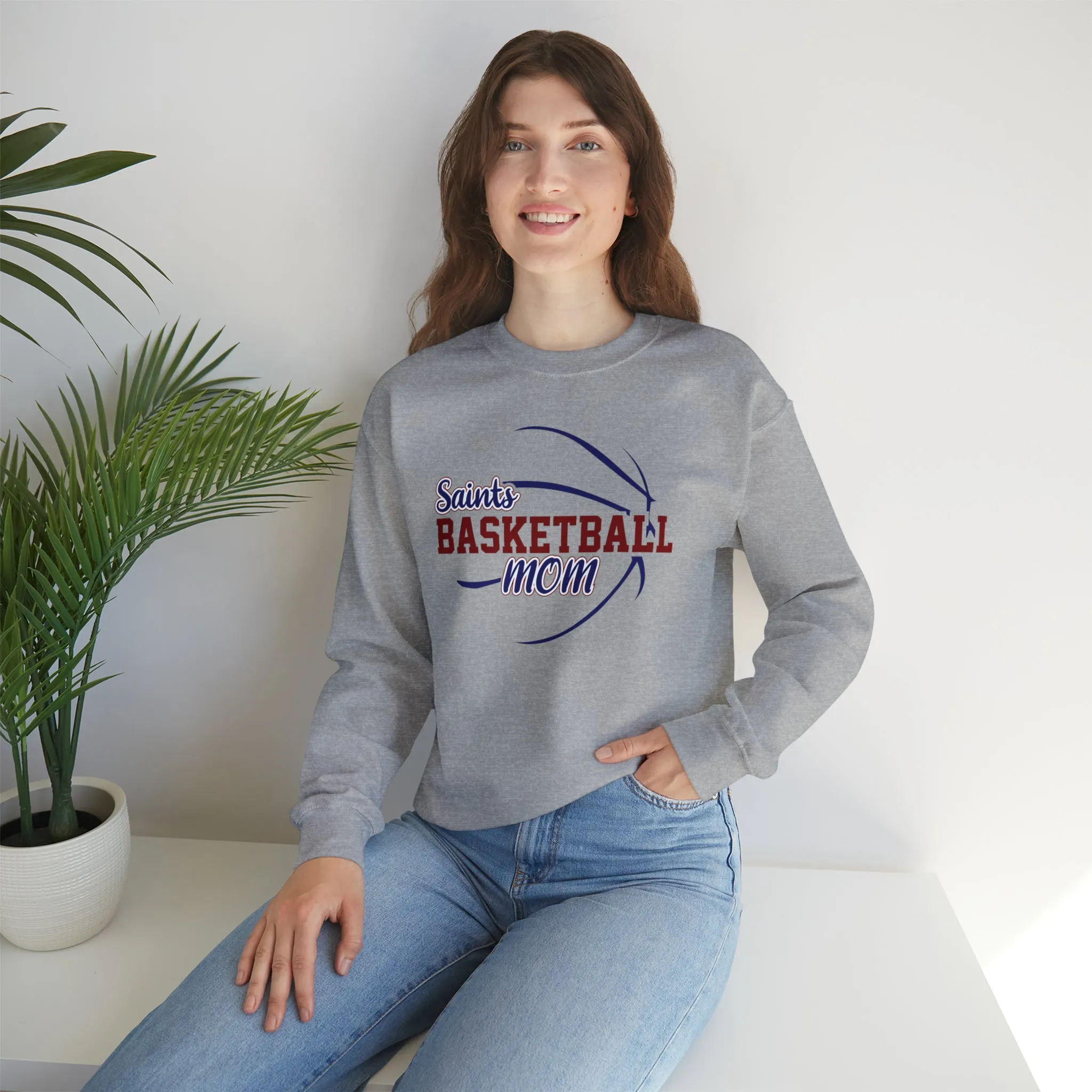 Saints Basketball Mom Unisex Heavy Blend™ Crewneck Sweatshirt