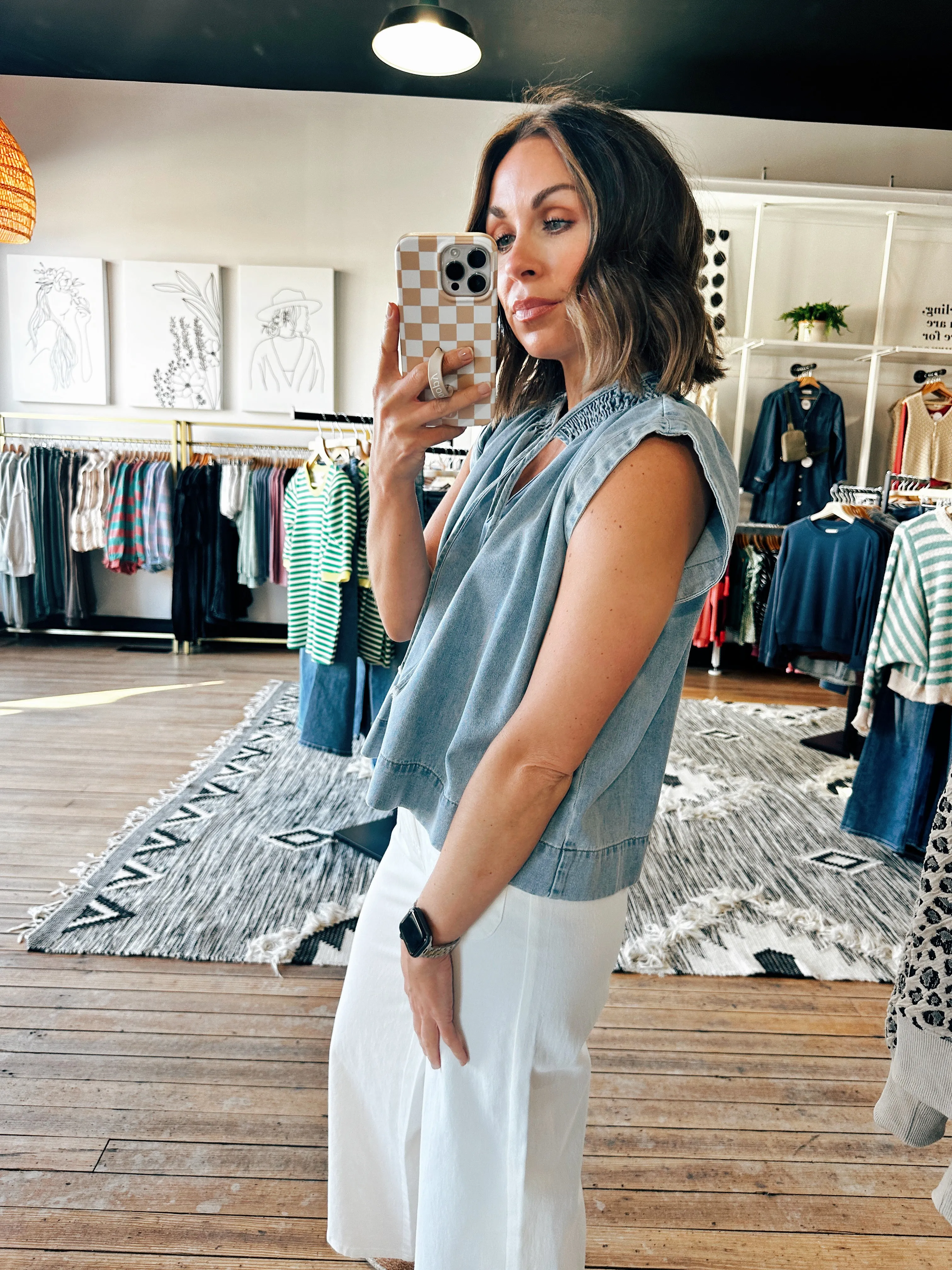 Sally Sleeveless Denim Blouse