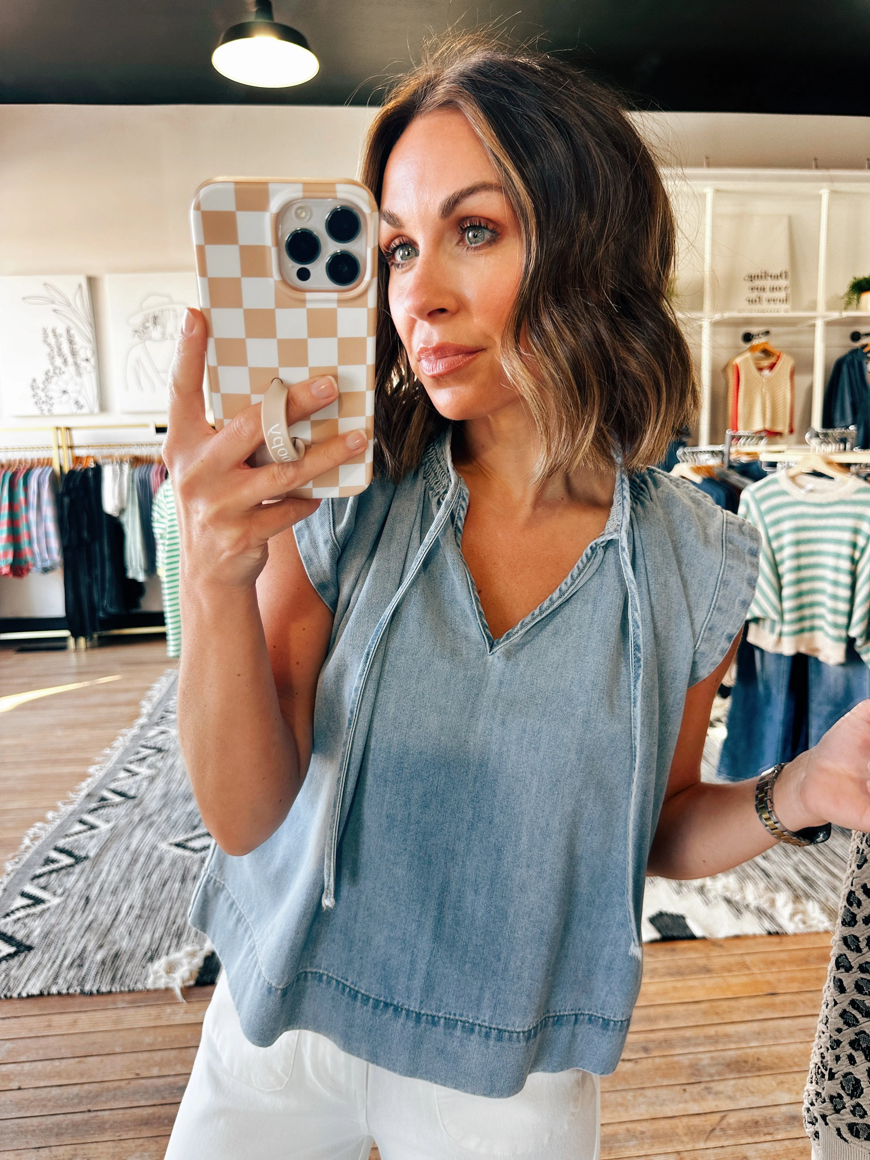 Sally Sleeveless Denim Blouse