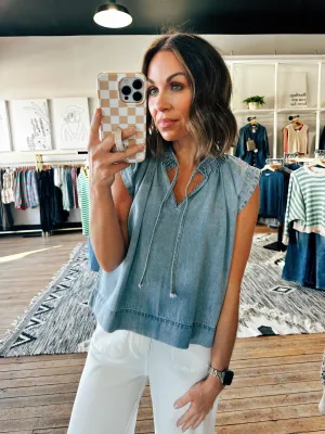 Sally Sleeveless Denim Blouse